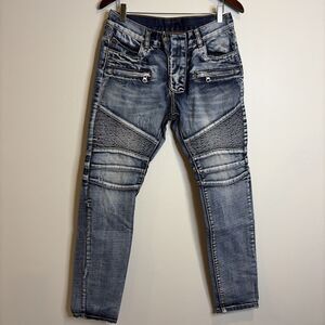 Bie PA Paris Jeans Sz 31 Mens Distressed Slim Fit Denim Motorcycle Festival Punk